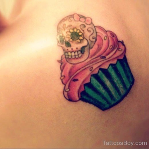 Amazing Skull And Cupcakes Tattoo-Tb1201