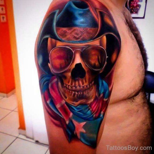 Amazing Skull Tattoo On Half Sleeve-TB12003
