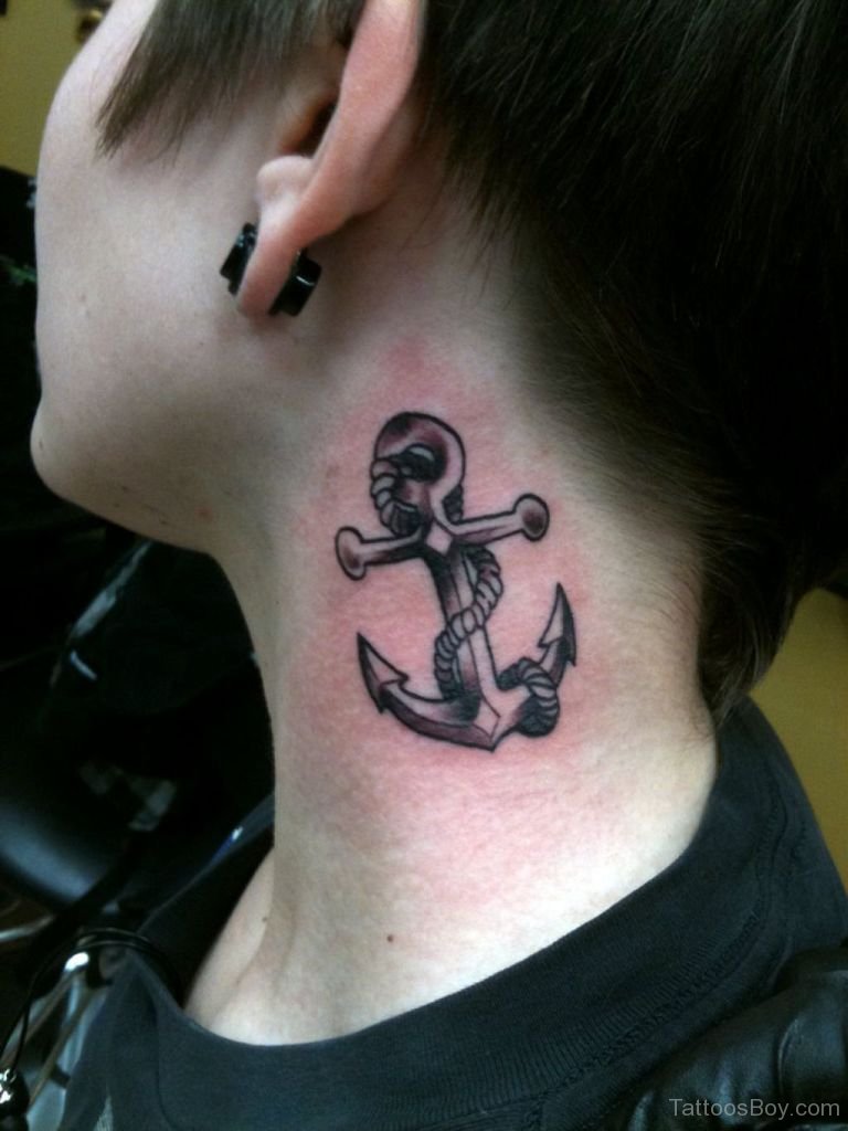 Anchor Tattoo Design On Neck