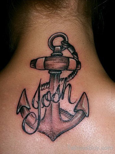 Anchor Tattoo On Nape-TB12004