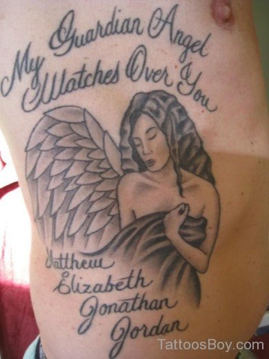 Angel And Wording Tattoo Design-TB12004