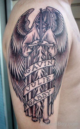 Angel And Wording Tattoo-TB12005