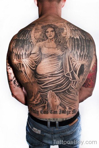 Angel Tattoo On Full Back 