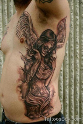Archangel Angel Tattoo On Rib-TB12034
