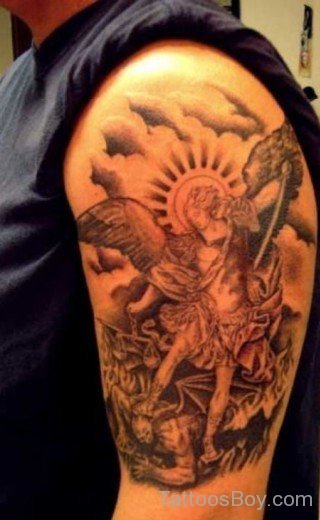 Archangel Michael Tattoo On Half Sleeve-TB12014