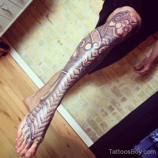 Armor Tattoo On Leg-TB1034