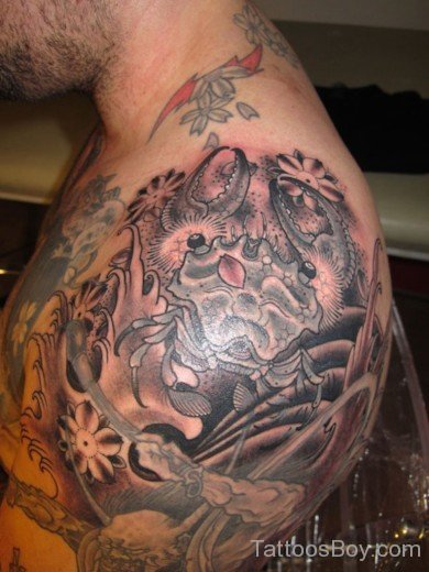 Asian Crab Tattoo On Shoulder-TB12002