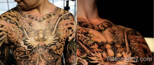 Asian Dragon Tattoo On Chest-TB1214