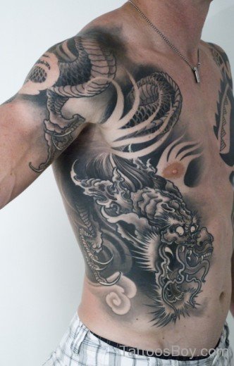 Asian Dragon Tattoo On Rib-TB1215