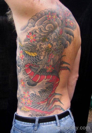 Asian Dragon Tattoo On Rib-Tb1202