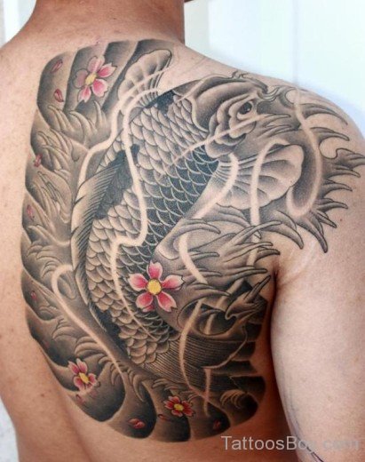 Asian Fish Tattoo On Back-TB1218