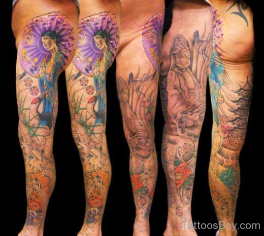 Asian Tattoo Design On Full Sleeve-TB1228