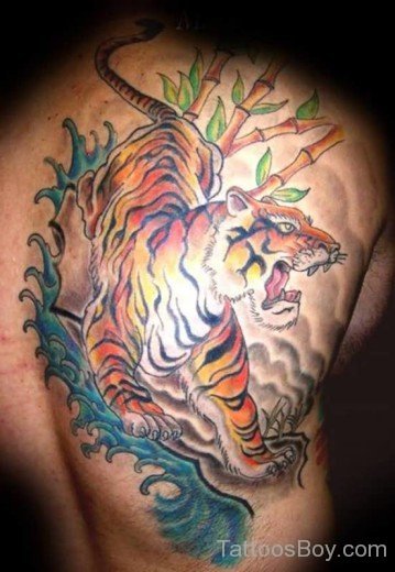 Asian Tiger Tattoo On Back-TB1234