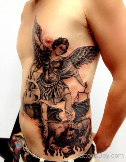 Attractive Angel Tattoo On Rib-TB12036