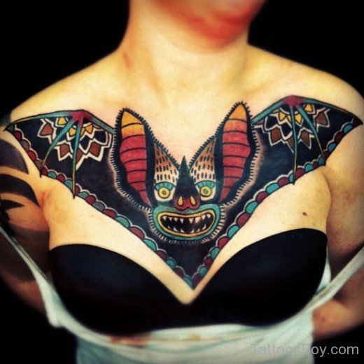 Attractive  Bat Tattoo On Chest-TB1201