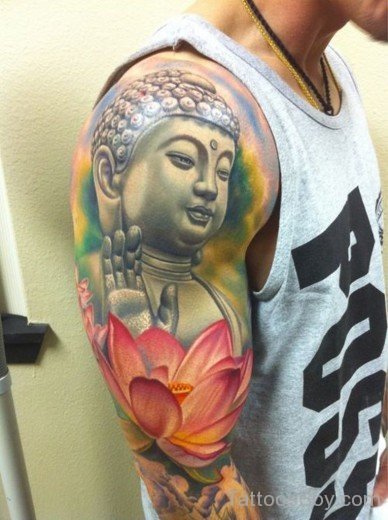 Attractive Buddha Tattoo On Full Sleeve-TB1004