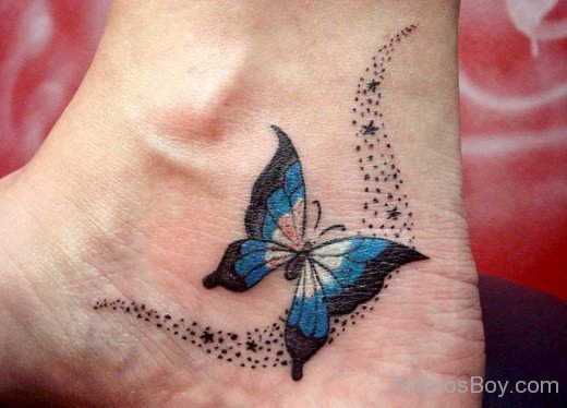 Attractive Butterfly Tattoo On Foot-TB12007