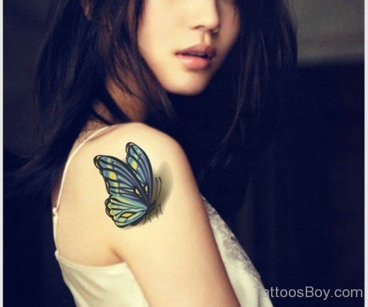 Attractive Butterfly Tattoo On Shoulder-TB12009