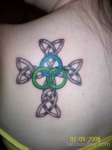 Attractive  Celtic Cross Tattoo On Back-Tb12003