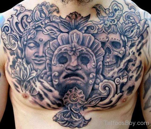 Attractive Chest Tattoo Design-TB1006