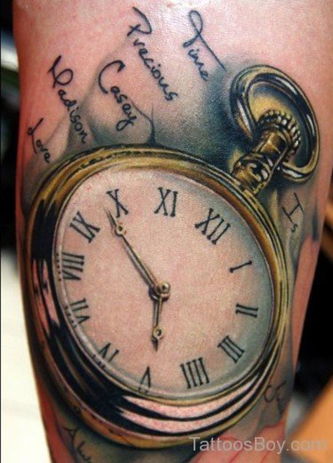 Attractive Clock Tattoo Design-TB12005