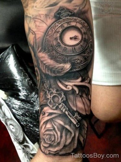 Attractive Clock Tattoo Design-Tb12005