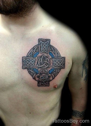 Attractive Cross Tattoo On Chest-Tb12006