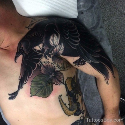 Attractive Crow Tattoo On SHoulder-TB1004