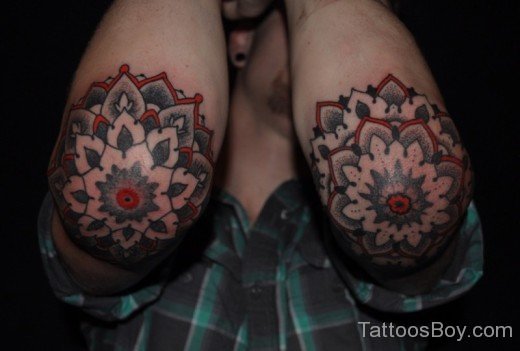 Attractive Flower Tattoo On Elboow-TB103