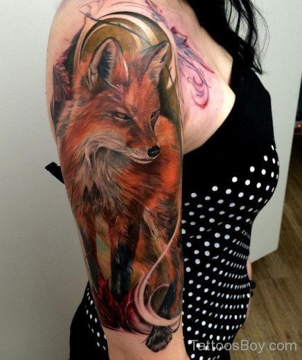Attractive Fox Tattoo On Half Sleeve-TB101