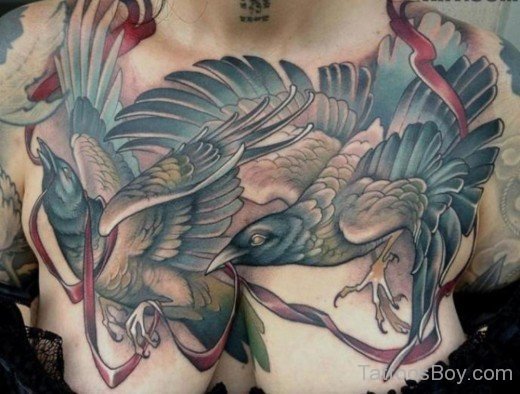 Attrcative Crow Tattoo On Chest-TB1005
