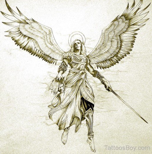 Avenging Angel Tattoo Design-TB1048