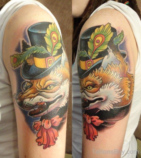 Aweosme Fox Tattoo On Shoulder-TB12008