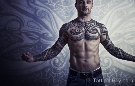 Awesome  Armor Tattoo On Chest-TB1052
