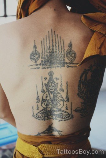 Awesome Buddhist Tattoo On Back-Tb1202
