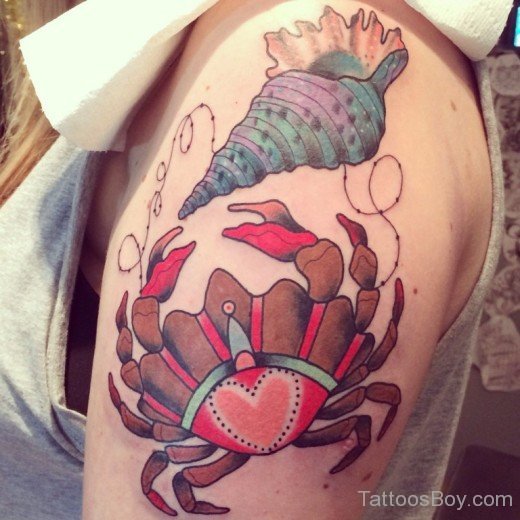 Awesome Crab Tattoo Design On Shoulder-TB12008