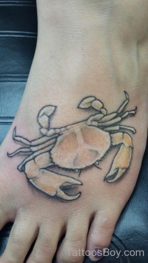 Crab Tattoo On Foot-TB12010