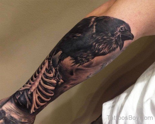 Awesome Crow Tattoo On Arm-TB1009