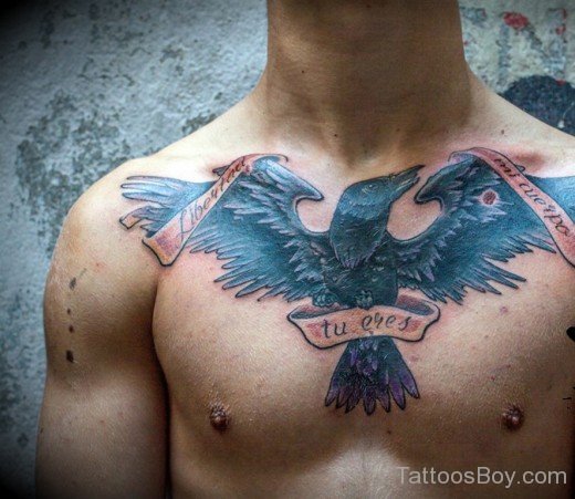 Awesome Crow Tattoo On Chest-TB1010