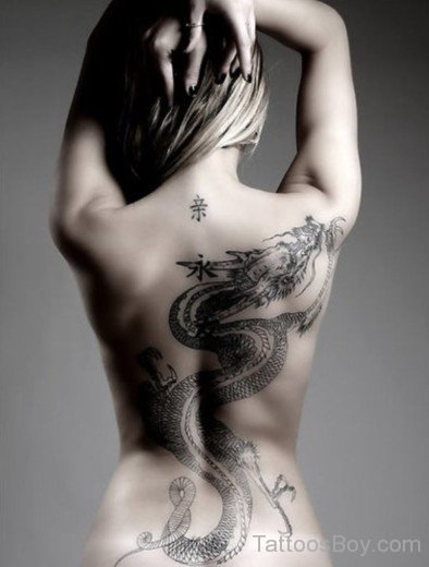 Awesome Dragon Tattoo On Back-Tb1207