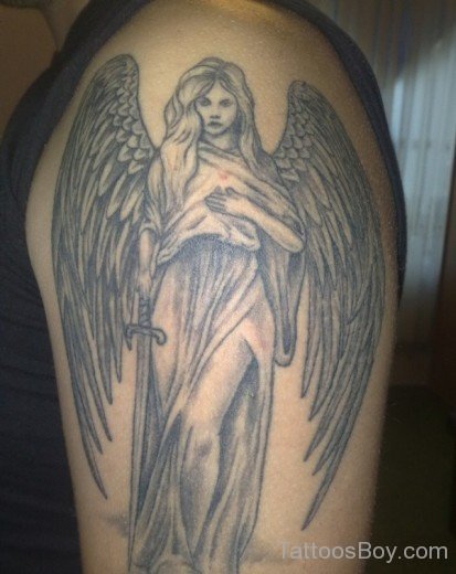 Guardian Angel Tattoo Design On Shoulder