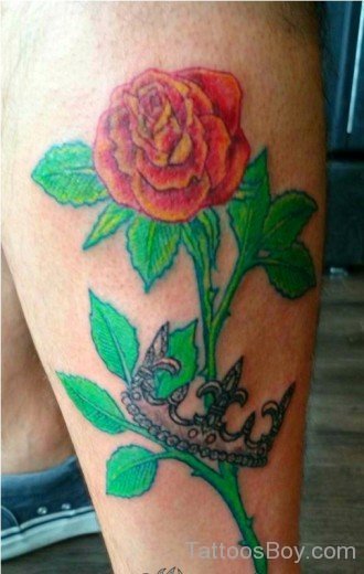 Awesome Rose And Crown Tattoo--TB105