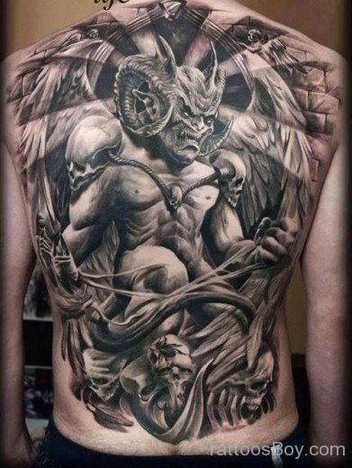 Awful Devil Demon Tattoo On Back-TB102
