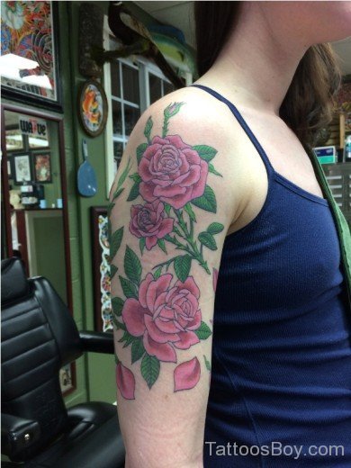Awful Pink Roses Tattoo--TB107