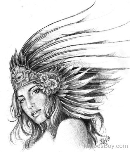 Aztec Girl Tattoo Design-TB1203