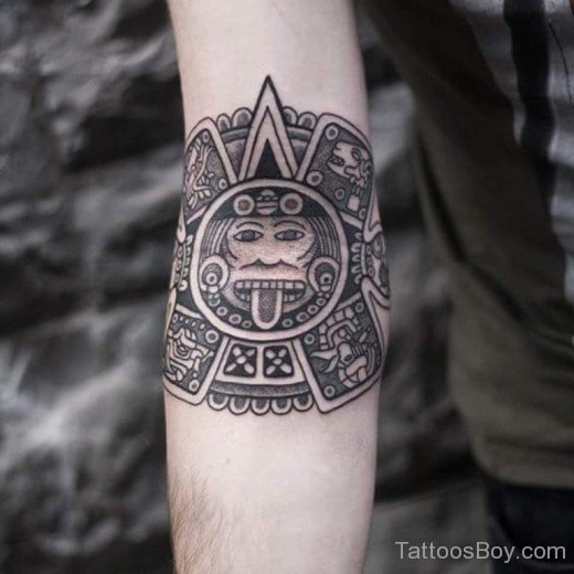 Aztec Tattoo Design On Elbow-TB1205