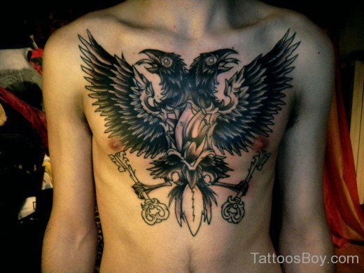 Balck Crow Tattoo On Chest-TB1015