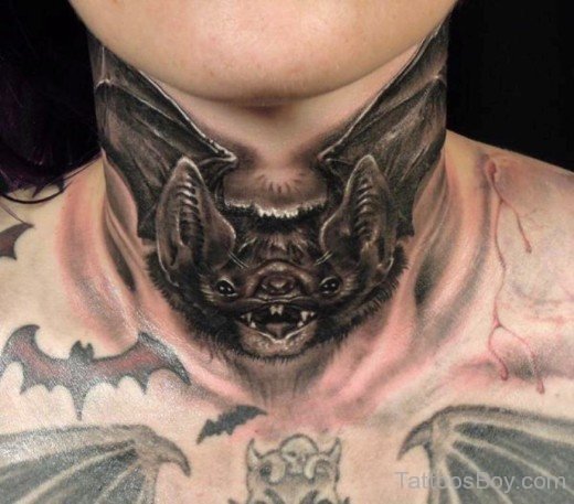 Bat Face Tattoo On Neck-TB1212
