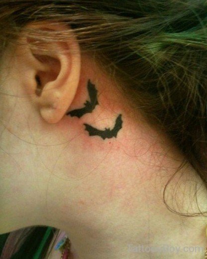 Bat Tattoo  On Behind Ear 1-TB1215