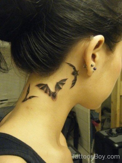 Bat Tattoo Design On Behind Ear-TB1216